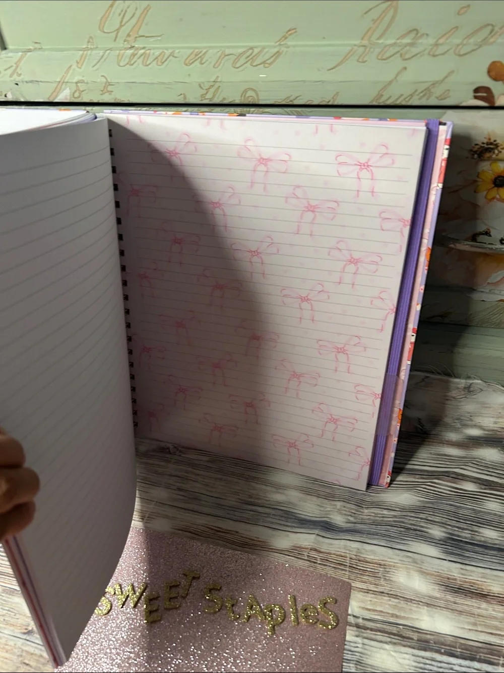 🎀😻 Adorable Kitty Cat Pattern Five-Subject Notebook Pink Purple Big
